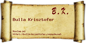 Bulla Krisztofer névjegykártya